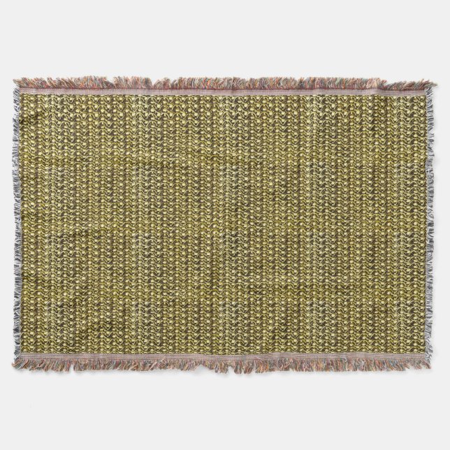 Gold Metal Chain Mail Metallic Medieval Armor Throw Blanket (Front)