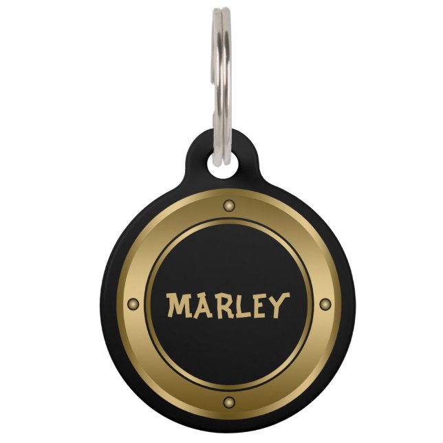 Gold Metal Circle  Pet ID Tag (Front)