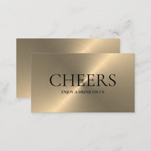 Gold Metal Effect Free Drinks Ticket Card