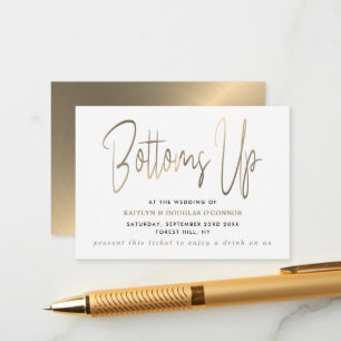 Gold Metal Effect Script Style Free Drink Ticket Enclosure Card