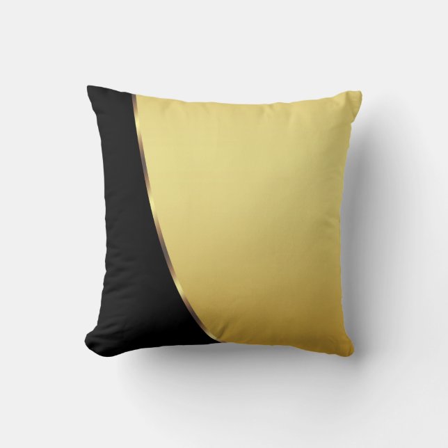 Gold Metal Elegant Modern Black Throw Pillow (Front)