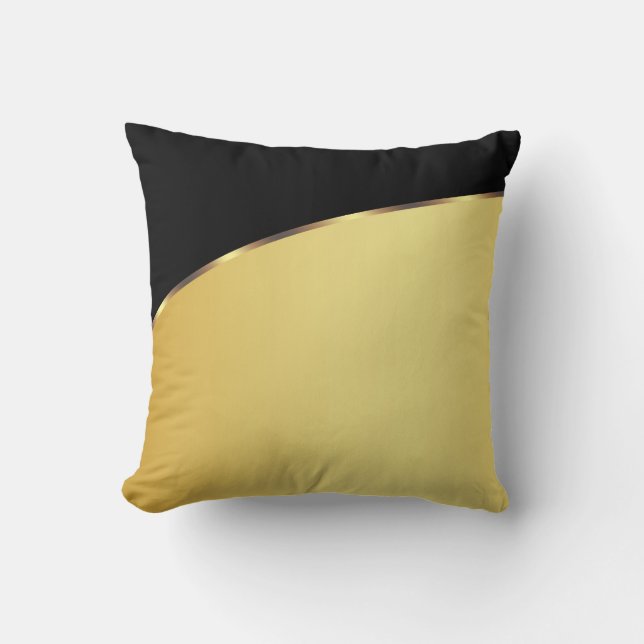 Gold Metal Elegant Modern Black Throw Pillow (Front)