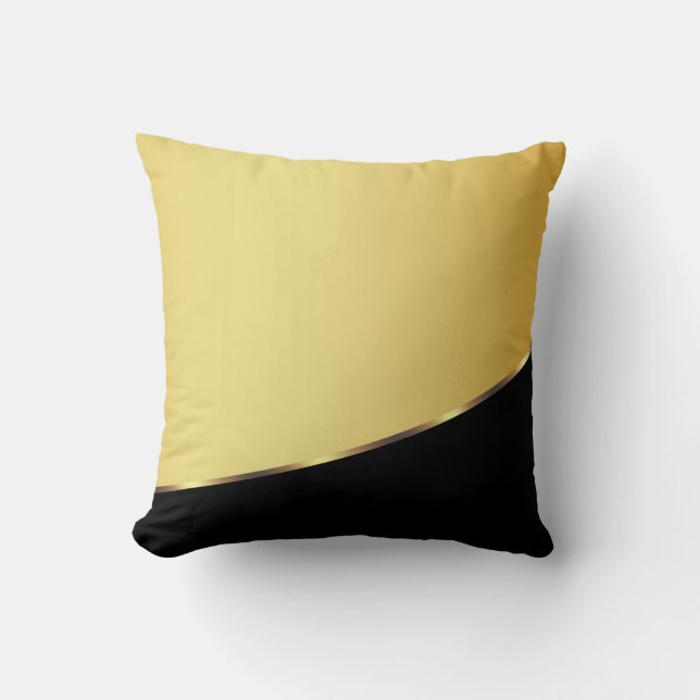 Gold Metal Elegant Modern Black Throw Pillow (Front)