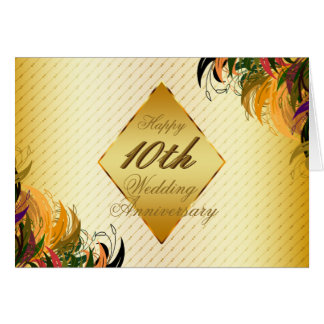 Hy 10th Wedding Anniversary Cards Greeting Photo Zazzle Gold Metal Fl Hy 10th Wedding Anniversary Card