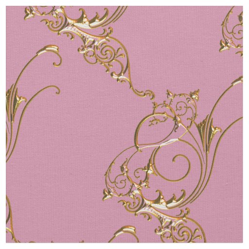 Gold Metal Flourish on Pink Fabric