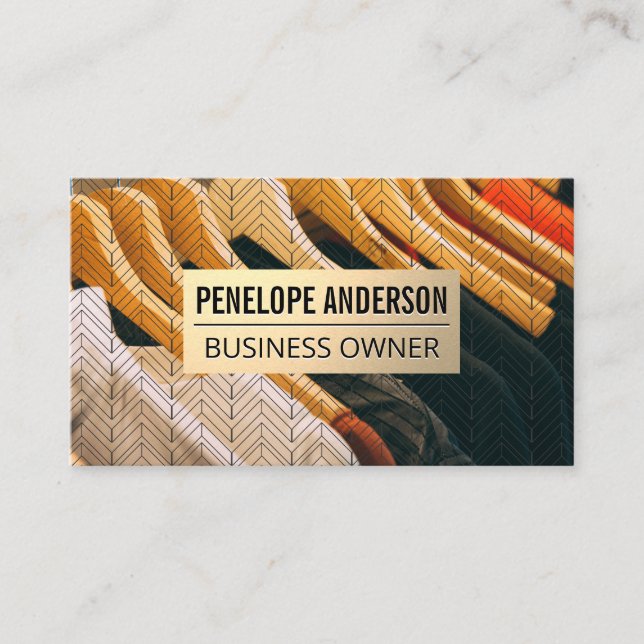 Gold Metal | Hanging Clothes Business Card (Front)