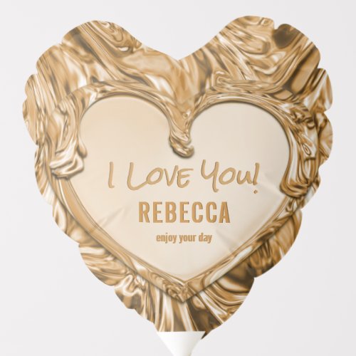 Gold Metal Heart Love Balloon