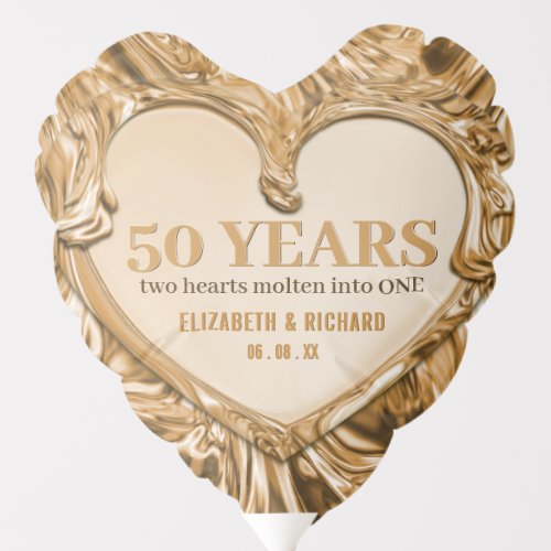 Gold Metal Heart Wedding Anniversary Balloon