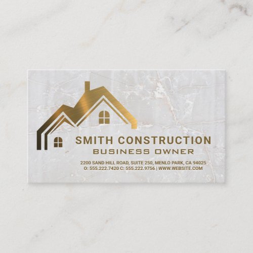 Gold Metal Homes  Stone Background Business Card