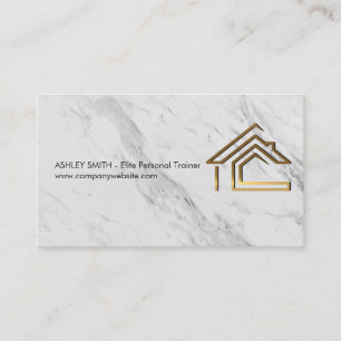 Gold Metal House Logo Marble Business Card