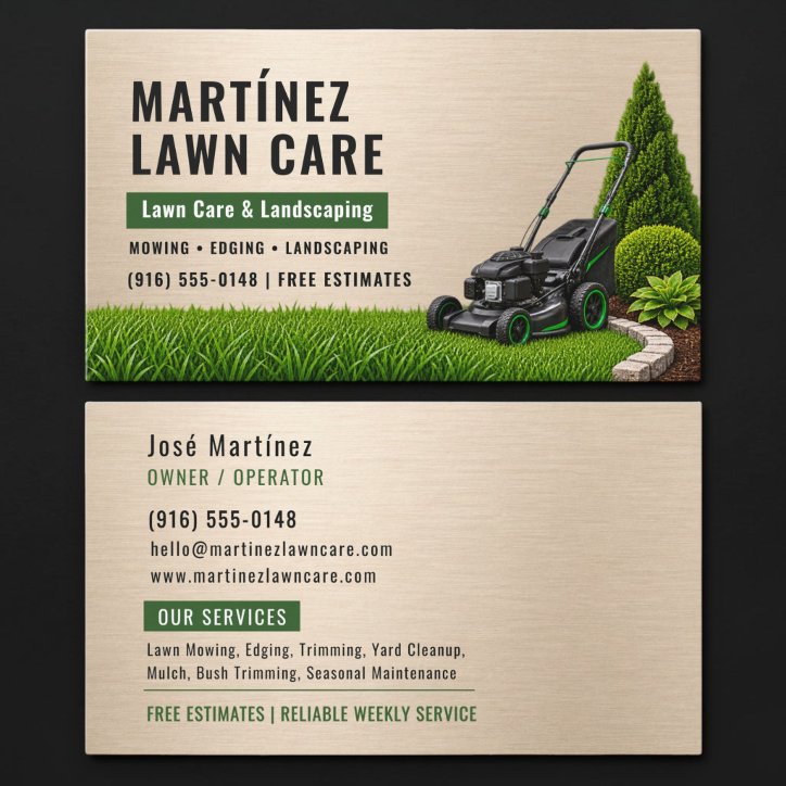 Gold Metal Lawn Care Landscaping Professional Business Card