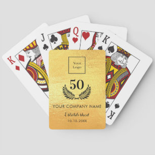 Gold metal logo business years of service poker cards