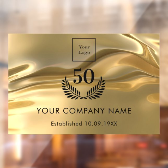Gold metal logo business years of service  window cling (Sheet 2)