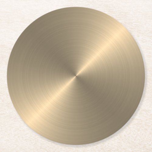 Gold Metal Look Circular Metallic Round Paper Coaster