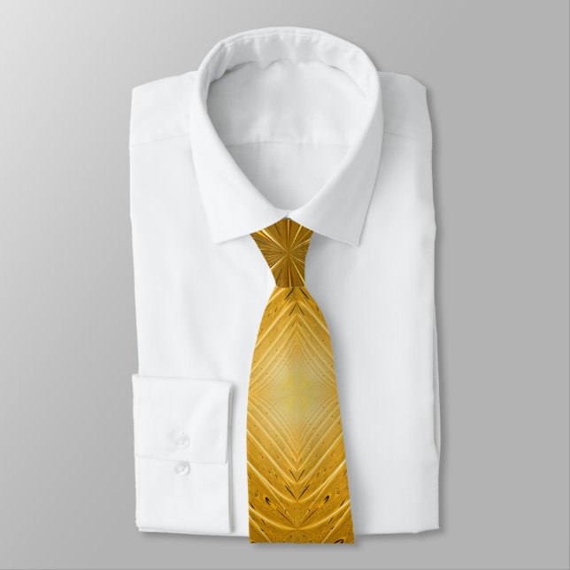 Gold Metal Pattern Design Neck Tie (Tied)