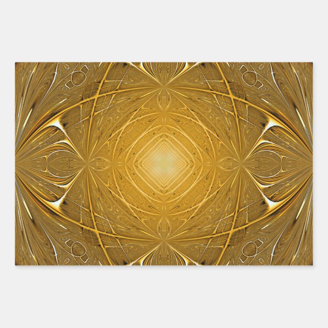 Gold Metal Pattern Design Wrapping Paper Sheets (Front)