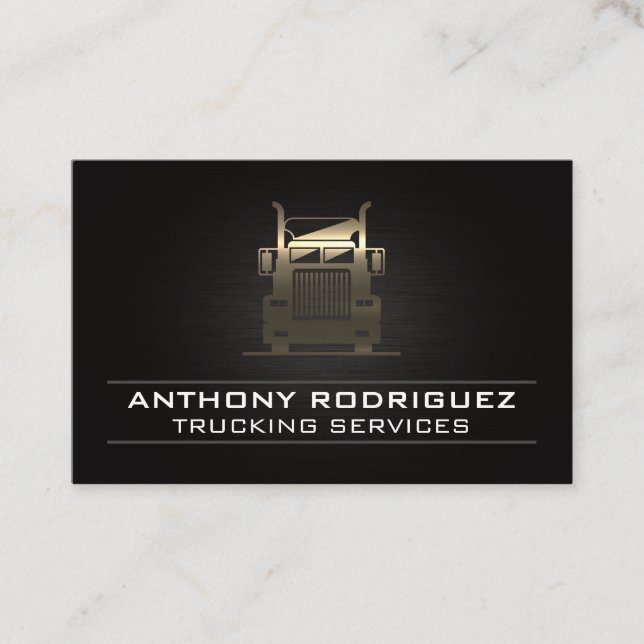 Gold Metal Semi Truck | Driver | Logistics  Business Card (Front)