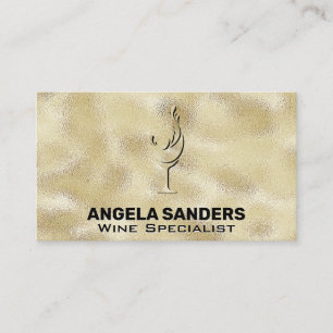 Gold Metal Shiny Texture Wine Glasses Business Card
