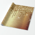 Gold Metal Spark Drips Glitter Bridal Wedding Wrapping Paper<br><div class="desc">florenceK design</div>