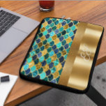 Gold Metal Sparkle Mermaid Tail Monogram Scales Laptop Sleeve<br><div class="desc">This design was created though digital art. It may be personalized in the area provide or customizing by choosing the click to customize further option and changing the name, initials or words. You may also change the text color and style or delete the text for an image only design. Contact...</div>
