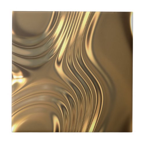 Gold Metal Swirling Design Ceramic Tile
