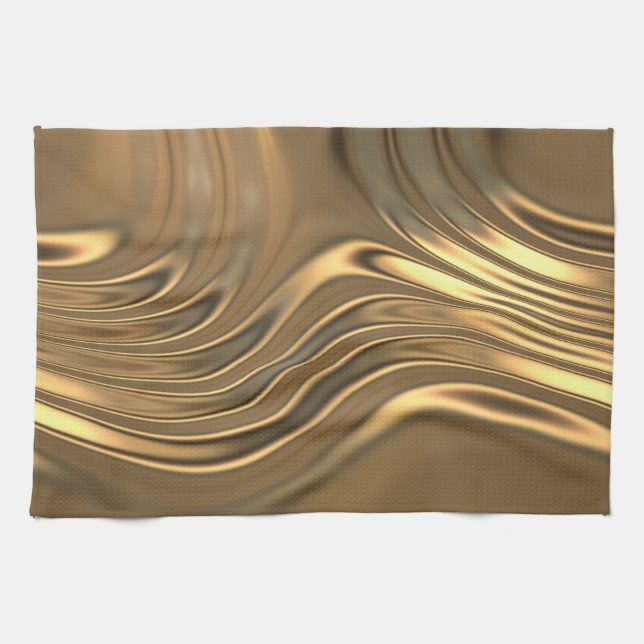 Gold Metal Swirling Design Kitchen Towel (Horizontal)