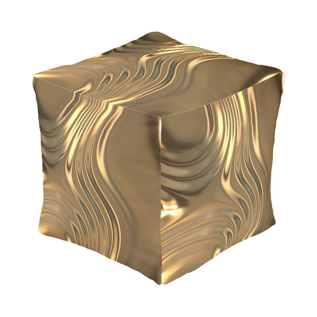 Gold Metal Swirling Design Pouf (Angled Front)