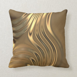 Gold Metal Swirling Design Throw Pillow
