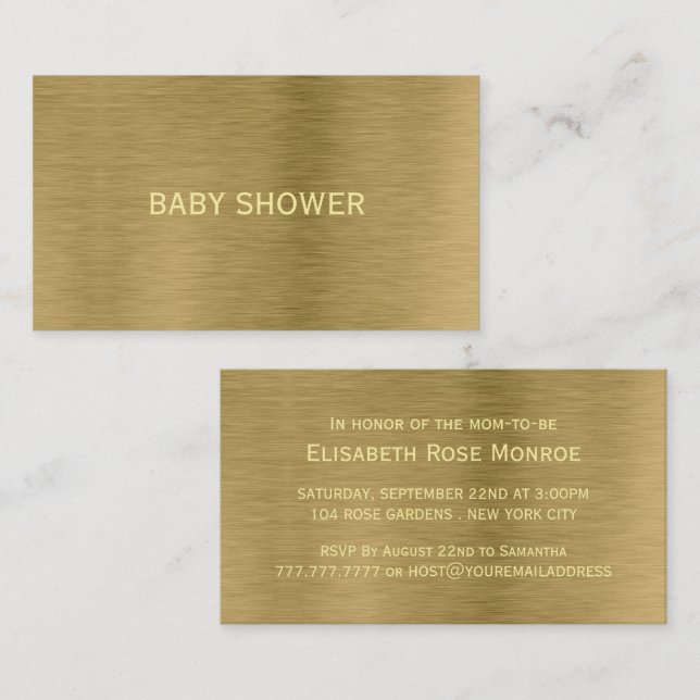 Gold Metal Texture, Baby Shower Ticket Invitation (Front/Back)