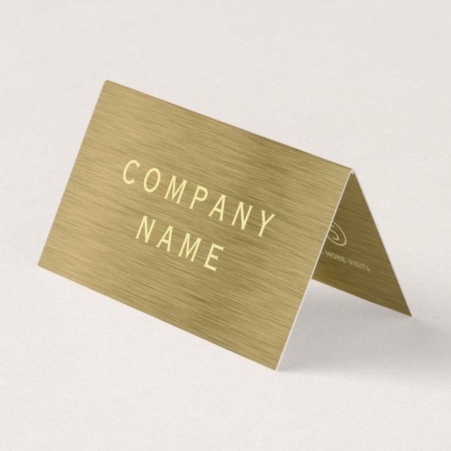 Gold Metal Texture Double Loyalty Business Card (Front)