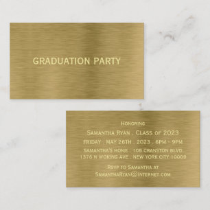 Gold Metal Texture Graduation Party Ticket Invite