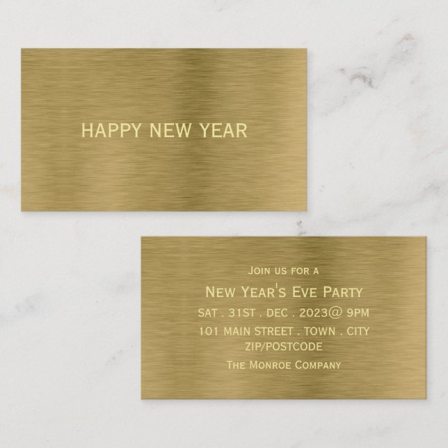 Gold Metal Texture New Year's Eve Party Ticket (Front/Back)