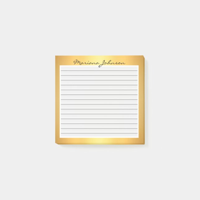 gold metal with lines background,custom post-it notes (Front)