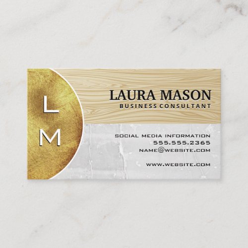 Gold Metal  Wood  Marble Business Card