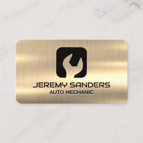Gold Metal  Wrench Logo Business Card