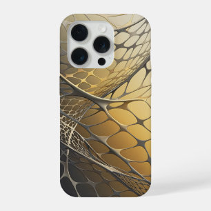 Gold Metallic 3D Mesh Abstract Luxury Art iPhone 15 Pro Case