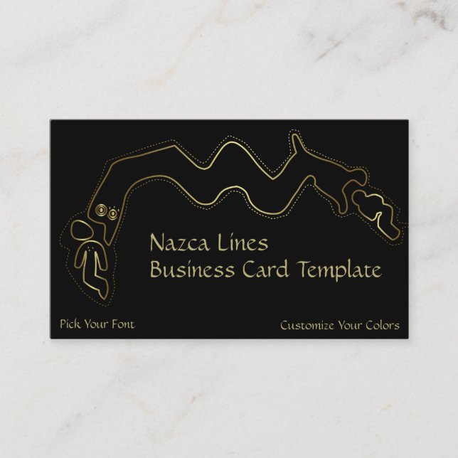Gold Metallic Ancient Alien Logo Nazca Lines Business Card (Front)