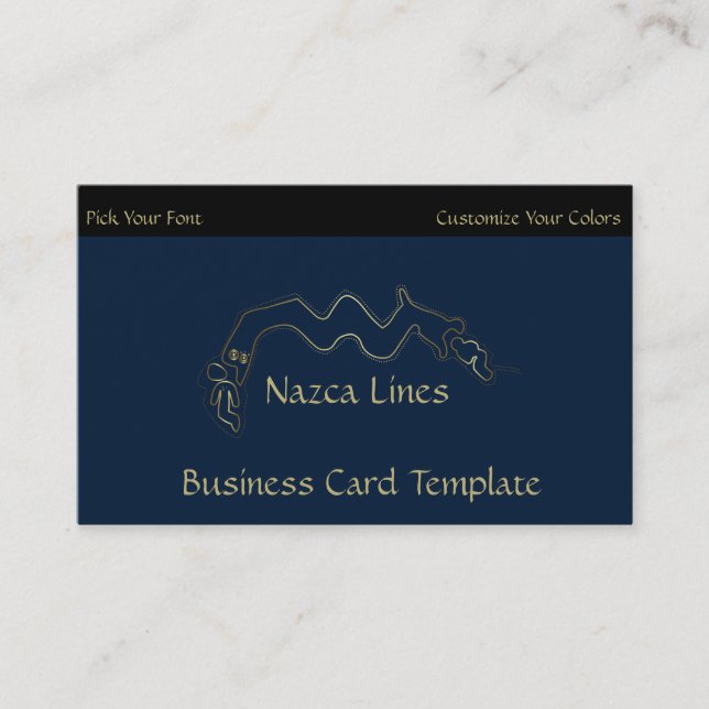 Gold Metallic Ancient Alien Logo Nazca Lines Business Card (Front)