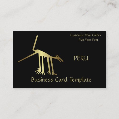 Gold Metallic Ancient Logo Peru Lines Business Card