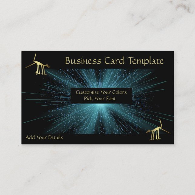 Gold Metallic Ancient Logo Peru Lines Business Card (Front)