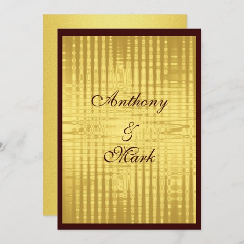 Gold Metallic and Brown Wedding Invitation