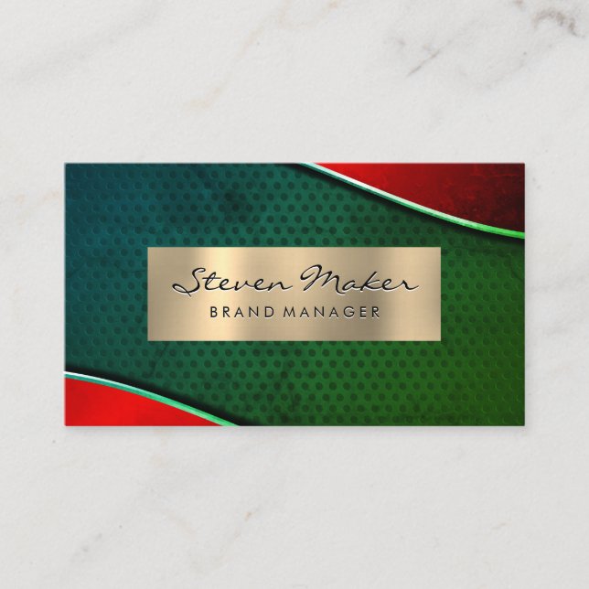 Gold Metallic and Gray | Background Mesh Business Card (Front)