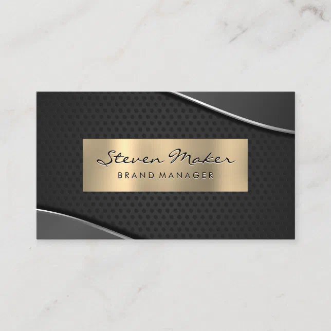 Gold Metallic and Gray | Perforated Mesh Business Card | Zazzle