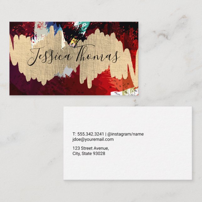 Gold Metallic Art Brushed Business Card (Front/Back)