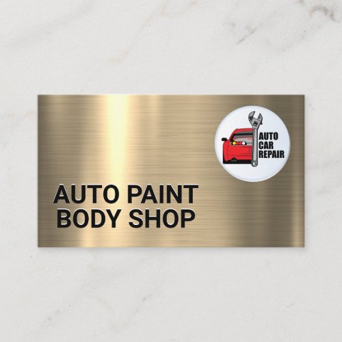 Gold Metallic  Auto Car Repair Logo Business Card