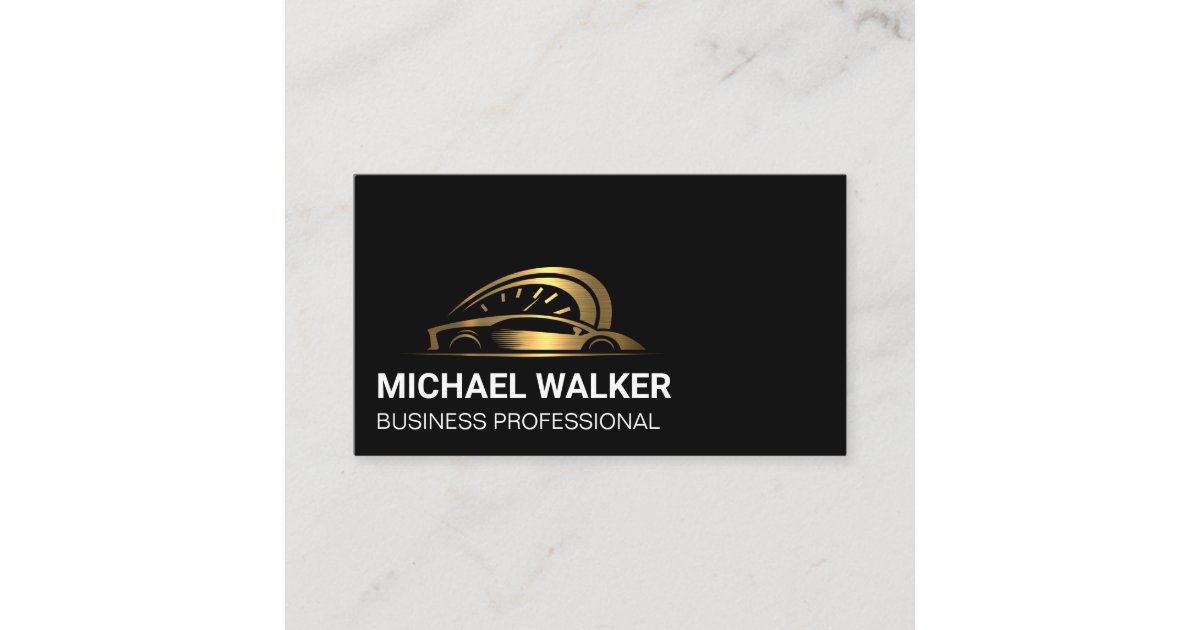 Gold Metallic Auto Logo Business Card | Zazzle