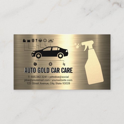 Gold Metallic  Auto Service  Cleaning Repair Business Card