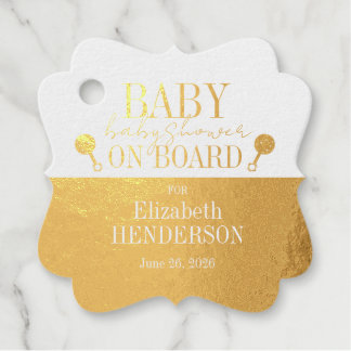Gold Metallic Baby Shower Foil Invitation Favor Tags