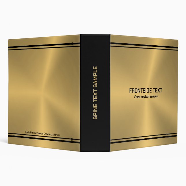 Gold metallic Background black accent 3 Ring Binder (Background)
