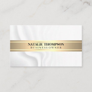 Gold Metallic Bar   White Silk Drapery Business Card